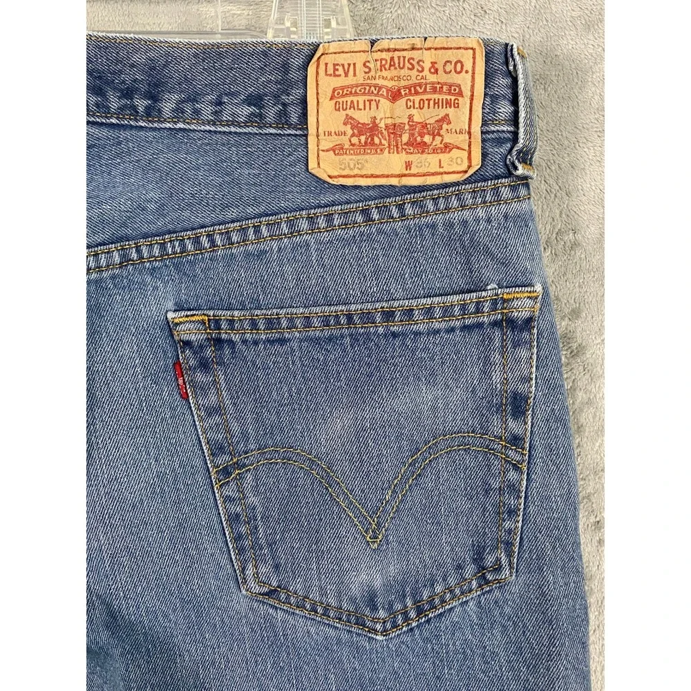 Levi's Jeans Men 36x30‎ Faded Blue 505 Regular Fit Cotton Denim Workwear Casual